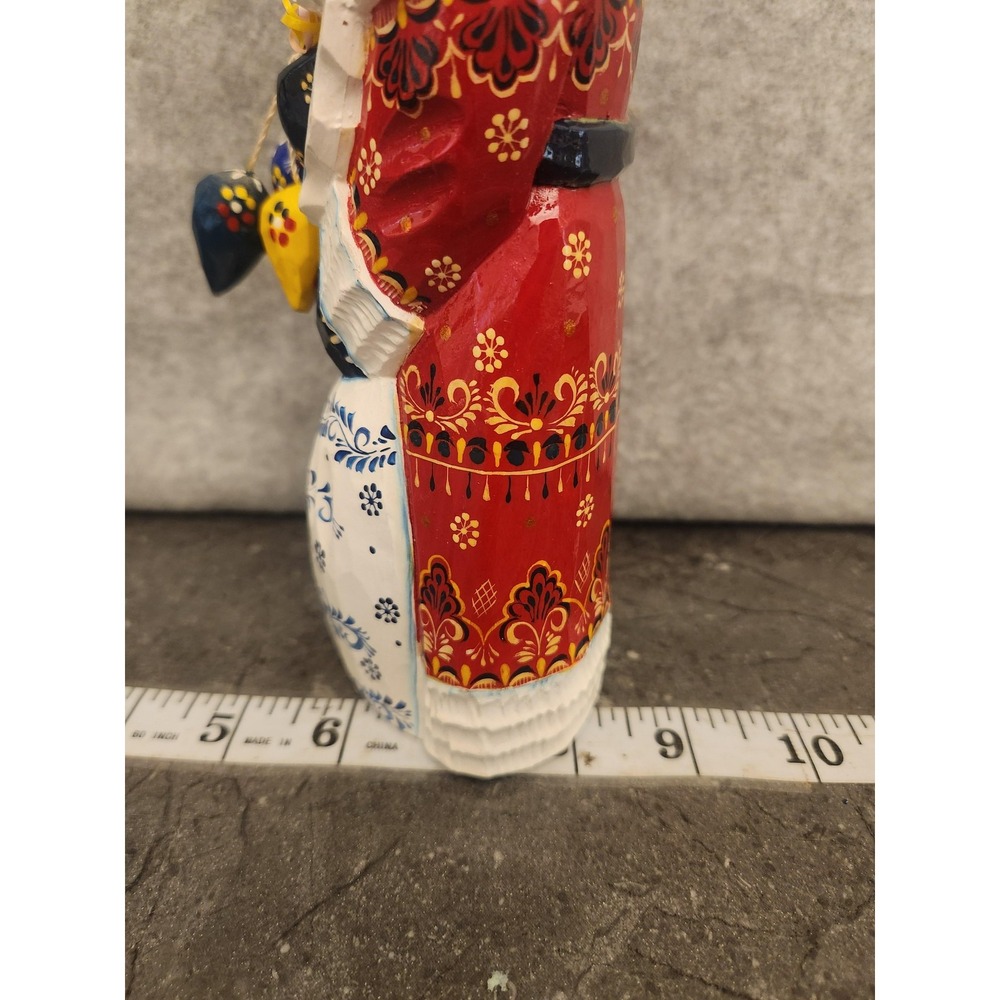 Russian Hand Carved Wood Santa Figurine Gzhel Khokhloma Sergiev Posad Christmas - Picture 16 of 16